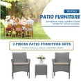 thumbnail image 4 of 3 Pieces Outdoor Patio Furniture Sets, Rattan Chair Wicker Set with Two Single Sofa, Removable Cushions, Coffee Table, Backyard Porch Garden Beach Poolside Furniture Sets, Q13558, 4 of 12