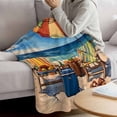 thumbnail image 3 of Coastal Beach Blanket Soft Cozy Warm Twin Blanket for Bed, Plush Fuzzy Flannel Fleece Blankets for Sofa, Vintage Summer Ocean Sea Wave Oil Painting Throw Blankets for Couch, Gifts for Men, 60"x80", 3 of 9