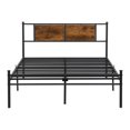 thumbnail image 6 of Queen Size Heavy Duty Metal Bed Frame, Platform Bed with Wood Headboard and Under Bed Storage, No Box Spring Needed, Black, 6 of 9