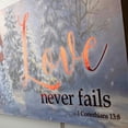 thumbnail image 3 of Crafted Creations Snow Sweethearts "Love Never Fails" 1 Corinthians 13:8 Christmas Wooden Wall Sign, 3 of 5