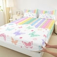 thumbnail image 3 of Castle Fairy Child Boys Girls Flying Butterflies Twin Sheet Sets 3pcs,Chic Floral Polka Dots Twin Fitted Sheet Microfiber,Geometric Colorful Stripes Breathable Flat Sheet,Super Cozy Room Decor, 3 of 7