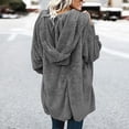 thumbnail image 3 of Abrigo de mujer, chaqueta de felpa, chaqueta con capucha, abrigo de invierno de gran tamaño, abrigo corto, cárdigan cálido, chaqueta con capucha, chaqueta de invierno con bolsillos (3XL), 3 of 5
