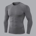 thumbnail image 2 of CONZONE Mens Workout T-Shirts Long Sleeve Gym Fitness T Shirts For Men Crew Neck Solid Color Tight Stretchy Athletic Tee Tops, 2 of 4