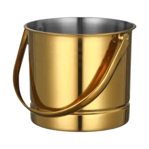 CoudarTitie 1.5L Ice Bucket Drink Tub Holder Portable Handle Multipurpose Metal Ice Pail for Golden