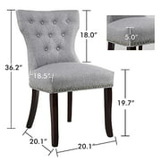 Set of 2 Dining Chairs Accent Chairs of Soft Fabric with Solid Wooden Legs(Gray)