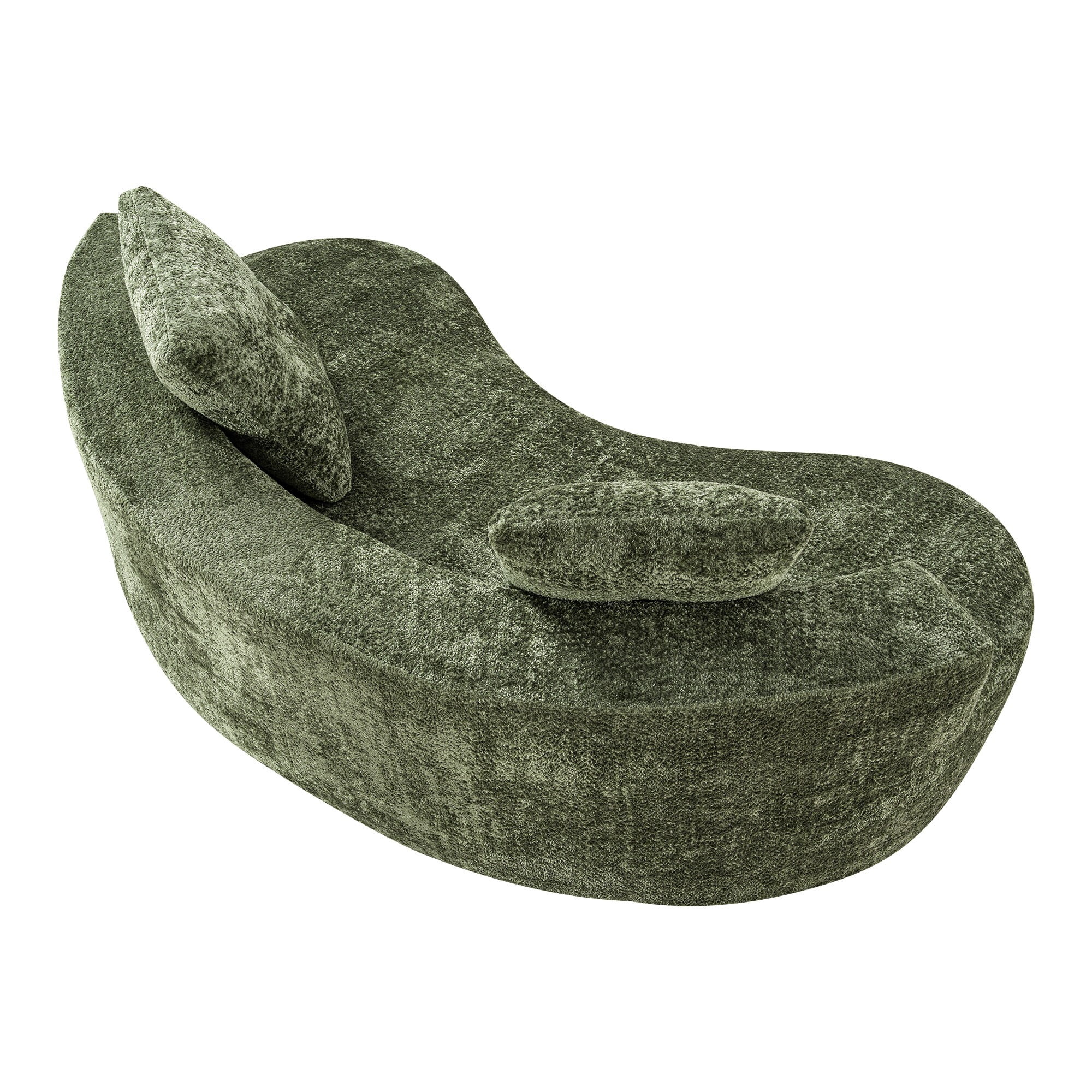 DEALTOPS 80" Curved Boucle Floor Sofa, 3-Seater Boneless Cloud Couch with 2 Pillows, No Assembly, Green