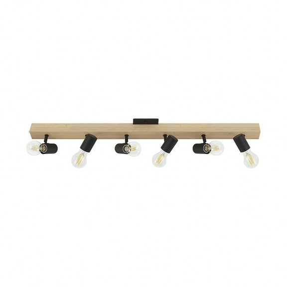 Eglo Lighting Kingswood 6 Light Track Ceiling Mount Fixture, Brown & Black