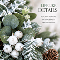 thumbnail image 5 of 24 Inch Christmas Wreath for Front Door, Artificial Winter Wreath with Frosted Pine, Eucalyptus, White Berries and Pinecones, 5 of 8