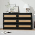 thumbnail image 2 of 47"W Rattan Dresser for Bedroom, 6 Drawer Storage Dresser, Modern Wide Chest of Drawers with Anti-Tip Kit & Smooth SlideRa-il Wood Storage Dresser for Bedroom, Hallway, Living Room, 2 of 8