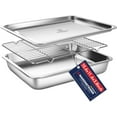 thumbnail image 1 of Stainless Steel Food Prep Container with Rack & Lid (Tray), 5.6Quarts, Catering Pans, Restaurant Pans, Buffet Party Pan, Roasting Pan with Rack, Bakeware Roaster, Casserole (1308 / No8), 1 of 8