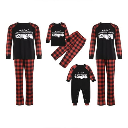 

Family Pajama Christmas Matching Set Merry Christmas Printed Plaid Sleepwear for Mom Dad Kids Baby