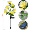 thumbnail image 2 of [Upgraded 6 Flowers] Solar Powered Decorative Rose Garden Stake Lights Waterproof Realistic Artificial Flowers for Outdoor Flower Bed Patio Yard Pathway Memorial Cemetery Decorations 2pack Yellow, 2 of 15