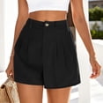 thumbnail image 5 of Delayuji Women Wide Leg Shorts Button Waist Tailored Shorts With Pockets Summer Business Casual Outfits for Women Vacation Short Daily Wear, 5 of 6