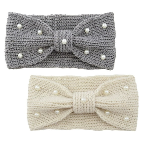 MEIBUTYUP Ear Warmer 2Pcs Winter Headbands Knitted Yarn Assorted Fit