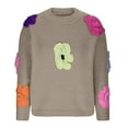 thumbnail image 5 of Lovskoo Sweaters for Women Trendy and Personalized Three-Dimensional Flower Pullover Long Sleeved Knitted Sweater Khaki, 5 of 5