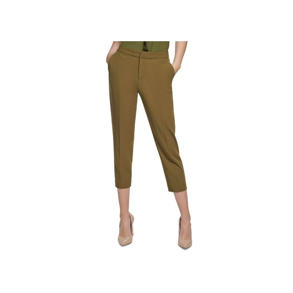 Tommy Hilfiger Womens Sloane Cropped Ankle Pants Dark Olive 6