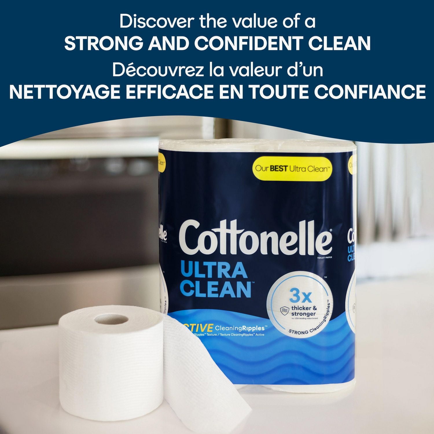 Cottonelle Ultra Clean Toilet Paper, 12 Mega Rolls, 284 Sheets per Roll