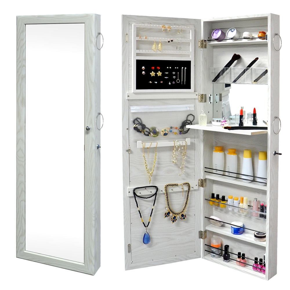 Jewelry Armoire Lockable Door Mounted, Mirror Cabinet For Bedroom