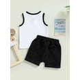 thumbnail image 4 of TheFound Newborn Baby Boys Shorts Sets Color Block Sleeveless Tank Top Elastic Waist Shorts Summer Clothes (Black, 12-18 Months), 4 of 9