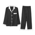 thumbnail image 6 of LEKODE Matching Pajamas for Couples Long Sleeve Pajama Set for Women Button Up Pajamas for Women Silk Pajamas for Girls Ruffle Pajama Set Womens Silk Pajamas Set Women’s Pajamas Black (Mom)xl, 6 of 6