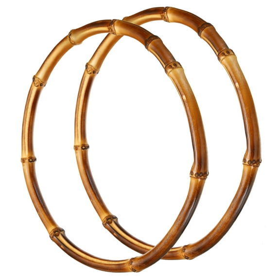 Uxcell 8 Inch Bamboo Purse Handles,, 2 Pcs Round Replacement Handmade Rings, Brown