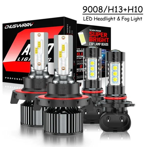 For Jeep Liberty 2008-2012 4pcs 6500K LED Headlights Hi/Lo Beam Fog Light Bulbs