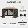 thumbnail image 5 of BaPiPro 12'x12' Pop-up Gazebo Outdoor Camping Tent with 6 Sides Privacy Netting, Waterproof, UV Resistant, Portable Screen House Room - Includes Stakes & Ropes, Easy Setup, 5 of 10