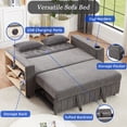thumbnail image 4 of Modern 3 in 1 Upholstered Convertible Spacious Sleeper Sofabed, 61.4" Oversized Pull Out Sleeper Couch Bed with Adjustable Backrest, USB Ports & Cupholder, for Home/Apartment/RV, Grey, 4 of 8