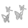 thumbnail image 2 of 925 Sterling Silver Rhodium-plated CZ Butterfly Front and Back Earrings; for Adults and Teens; for Women and Men, 2 of 3