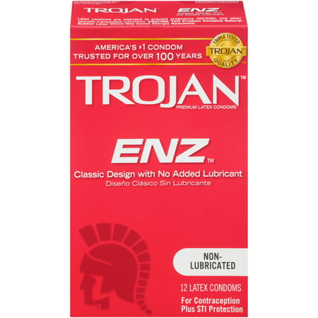 TROJAN ENZ Non-Lubricated Condoms, 12 Count