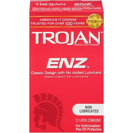 Trojan Enz Spermicidal Lubricated Latex - TROJAN ENZ Non-Lubricated Condoms, 12 Count