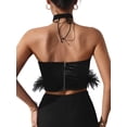 thumbnail image 5 of hirigin Women Vest, Sleeveless Lacing Halterneck Backless Feather Patchwork Summer Tops for Club Party, 5 of 6