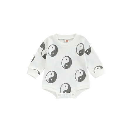 

SHIBAOZI Infant Baby Girls Boys Crewneck Sweatshirt Romper Yin Yang Print Pullover Oversized Sweater Autumn Winter Outfit