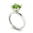 thumbnail image 2 of 3ct Round Cut Green Natural Peridot 18k White Gold Engraving Statement Bridal Wedding Solitaire Designer Ring Size 5.5, 2 of 5