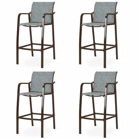 Gymax Set of 4 Counter Height Bar Stool Dining Patio Chair w/ Backrest