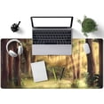 thumbnail image 4 of Green Forest Desk Mat Brown Nature Extended Mouse Pad XL Large Gaming Mousepad Japanese Anime Aesthetics Desk Pad Big Deskmat Computer Keyboard Mouse Mat 31.5''''x15.7'''' with Stitched Edges, 4 of 6