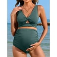 thumbnail image 3 of Sociala Maternity Swimsuit Twist Cutout Front Two Piece Bathing Suit Swimwear High Waist Pregnancy Bikini Sets, 3 of 6