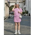 thumbnail image 3 of Arshiner Girls 2 Piece Outfits Summer Clothes Short Sleeve Drop Shoulder Shirt and Skirt with Built-in Shorts Athletic Sets, 3 of 6