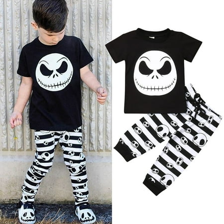 

Canrulo Newborn Baby Boy Skull Print Shirt Tops Pants Leggings Summer Outfits Set Clothes Black 2-3 Years
