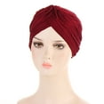 thumbnail image 2 of Herrnalise Women Solid India Muslim Ruffle Chemo Hat Headwear Head Wraps Turbans Beanie Cap Headwraps, 2 of 5