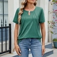 thumbnail image 6 of TKLPEHG Womens Short Sleeve Shirts Keyhole Neck Tunic Tops Casual Loose Solid Color Graphic Tee Summer Comfy Fashion Blouses (Green,S), 6 of 8