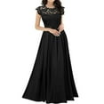 thumbnail image 2 of ZenCart Women's Lace Maxi Dress Crew Neck Pleated Swing A-line Dress Mother of The Bride Long Dress for Wedding Party, 2 of 8