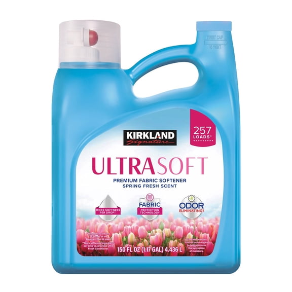 Kirland Signature Liquid Fabric Softener, Spring Fresh Scent, 257 Loads, 150 Oz