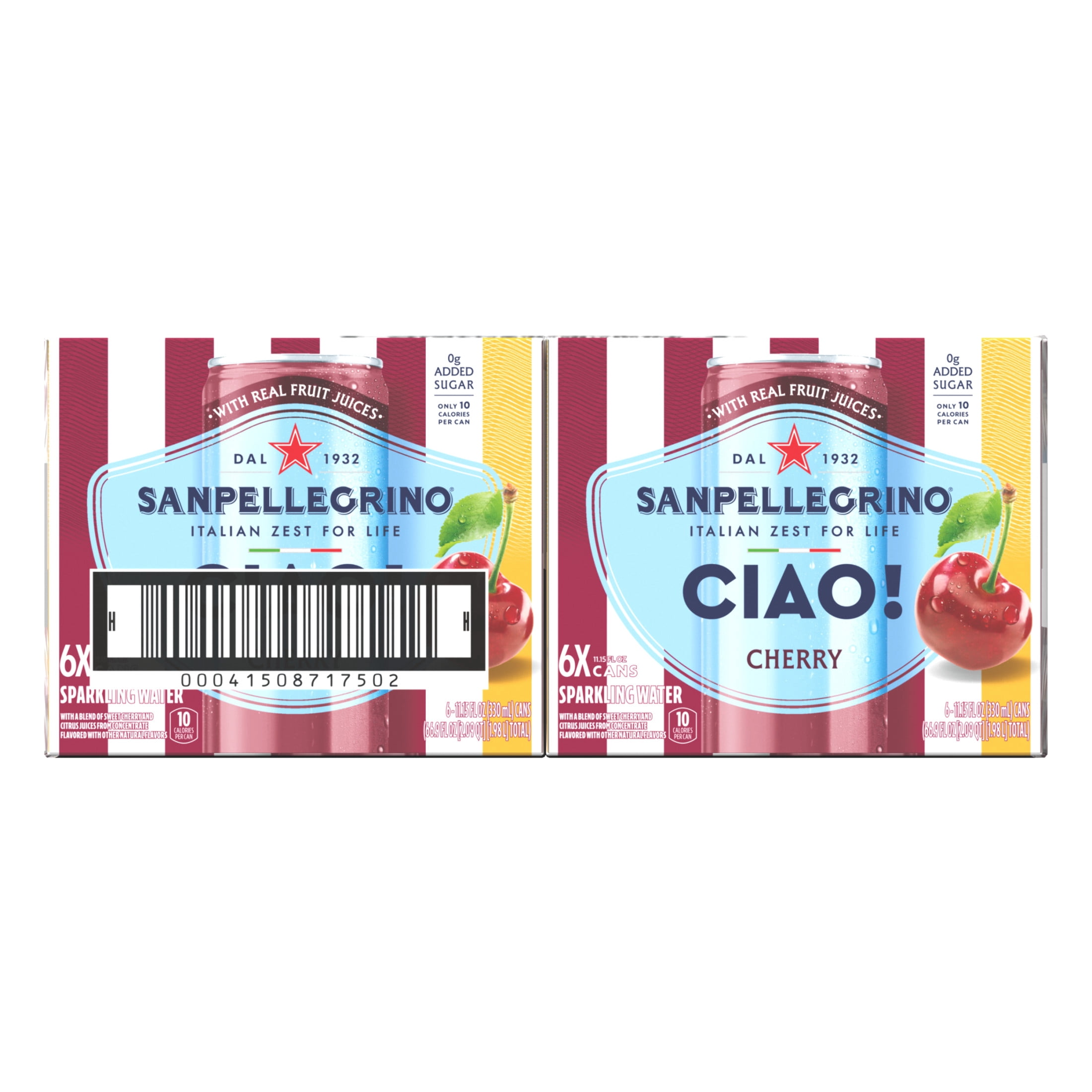 Sanpellegrino CIAO Cherry Sparkling Flavored Water with Real Fruit Juices, 24-Pack
