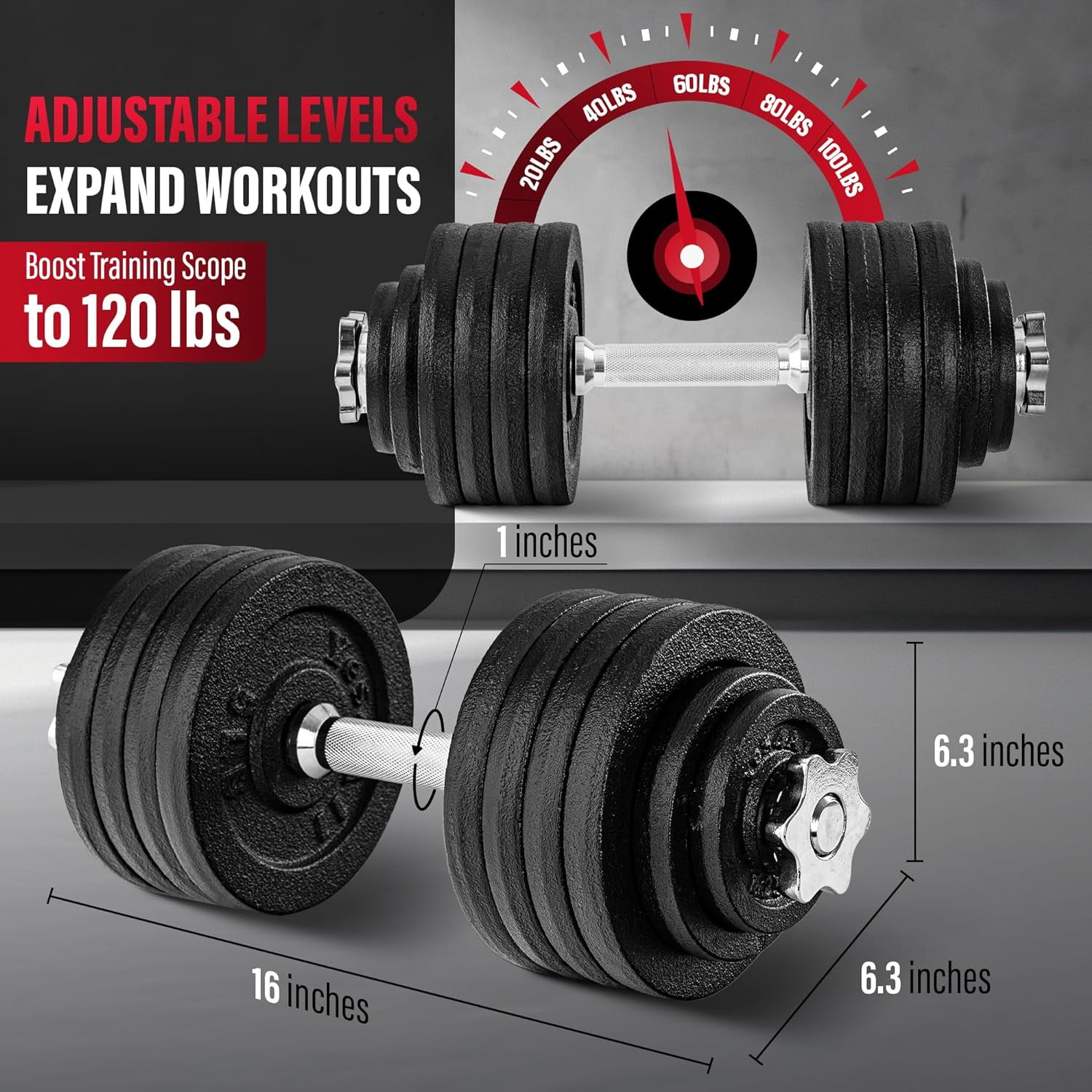 Yes4All Adjustable Dumbbell Set, Black, 52.5 lb Single