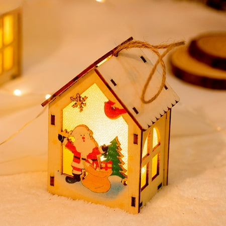 

LWVITH 2024 New Christmas Decorations Christmas Decorations Kitchenette Wooden Cabin Small House Scene Layout Christmas Decoration Tabletop Presents Ornaments Hanging Lights Clearance Sale