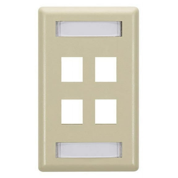 GigaStation2 Wallplate, 4 Port Single Gang - Ivory