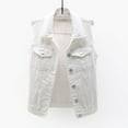 thumbnail image 2 of HAPIMO Denim Jacket Vest for Women Girls Fall Fashion Tops Long Sleeve Womens Lapel Bust Pocket Outwear Casual Comfy Solid Button Down Sleeveless Jacket White S, 2 of 5
