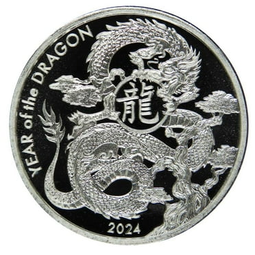 Asahi Mint 1 oz Silver Dragon Round Coin, Uncertified, .999 Fine