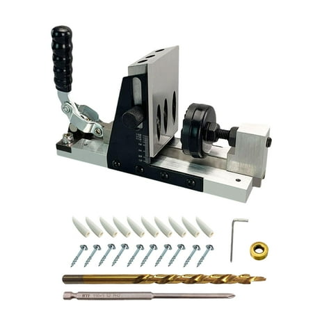 

Pocket Hole Jig Kits Dowel Jig Kits Reliable Adjustable Woodworking Clamp System Hole Drill Guide Jig Metal Screw Jig for Hobbyists Hardwood black